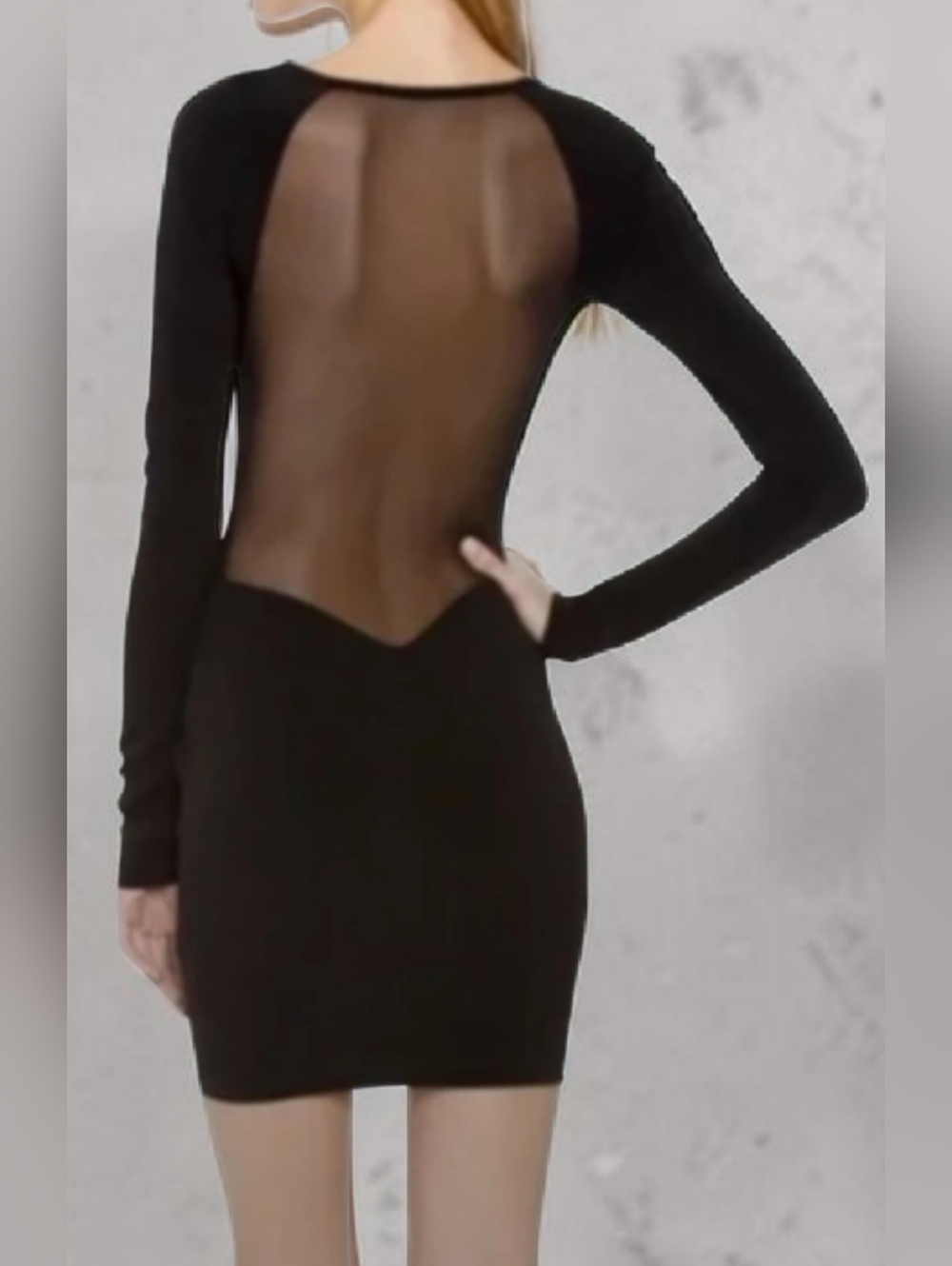 Elizabeth and James Black Bodycon Mesh Sheer Back Dress Womens Medium